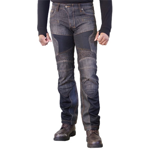 WJ-741S  春夏モデル スーパーフィットプロテクトレザーメッシュジーンズ 黒 3XL/38サイズ