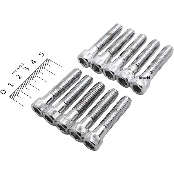 六角穴付きボタンボルト 3/8"-16 x 1.75インチ(44mm) クローム/ローレット (10個入り)