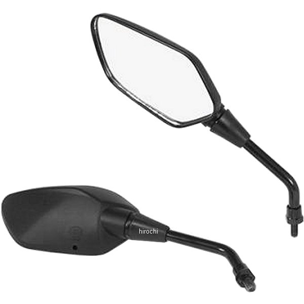 ポリゴンラウンドミラーセット 汎用 M10正ネジ 黒 左右