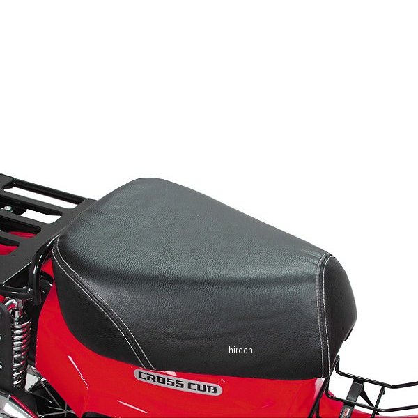 クッションシートカバー クロスカブ50 ブラック表皮/ダブルホワイトステッチ