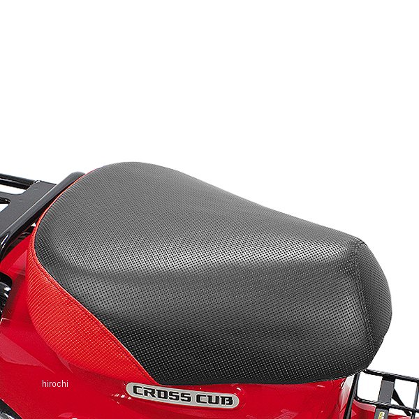 クッションシートカバー クロスカブ110 ディンプルブラック/レッド表皮/シングルブラックステッチ