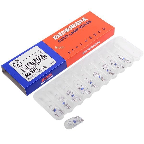 白熱バルブ T10 6V3W ウェッジ 10個入り