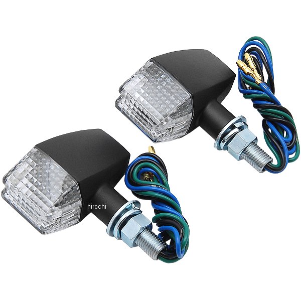 ウインカー 汎用 クラシカルシリーズ スリム&シャープタイプ ダブル球 2個 黒/クリアー