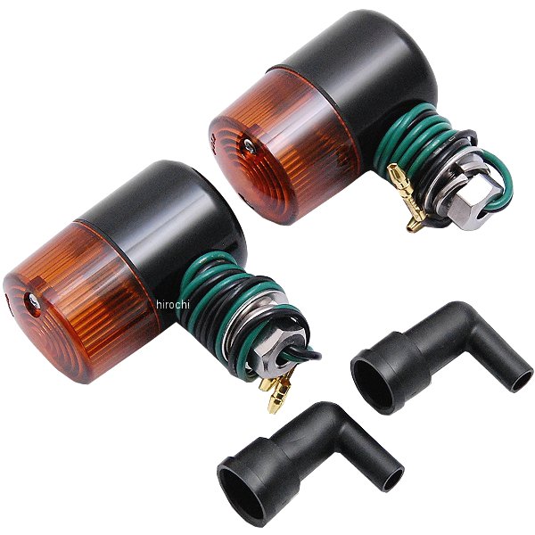 アルミマシンドウインカー 汎用 71タイプ ナローショートステー シングル球 黒/オレンジ