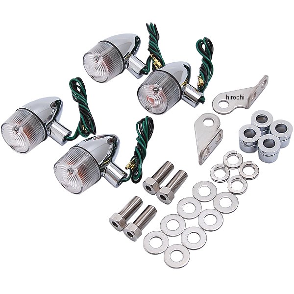 クラシカル砲弾タイプ ウインカーセット 87年-07年 TW225、TW200 クローム/クリア