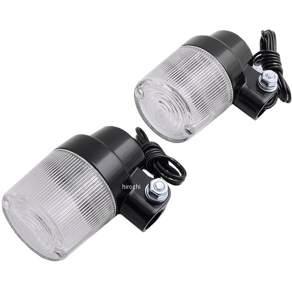 ウインカーランプセット ヨーロピアン ダブルコード 300 丸型 黒/クリア 2個入り