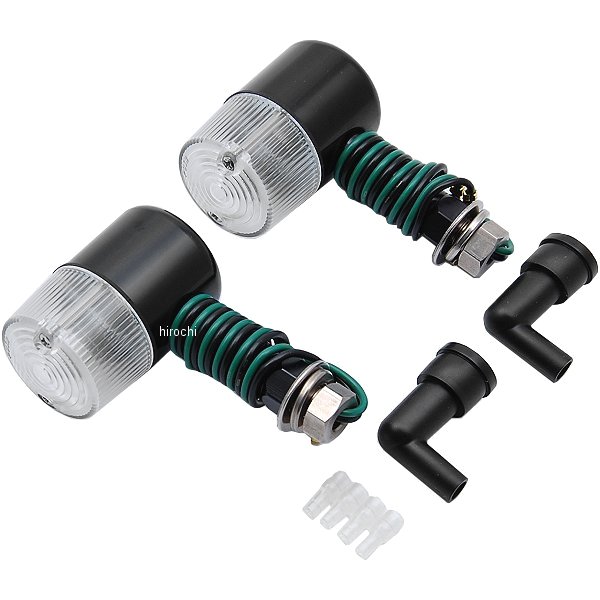 アルミマシンドウインカー 汎用 71タイプ ロングステー シングル球 黒/クリアー