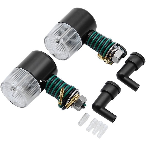 アルミマシンドウインカー 汎用 71タイプ ショートステー シングル球 黒/クリアー