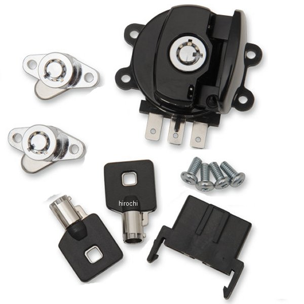 イグニッションスイッチ/サドルバッグ互換の鍵付き 98年-13年 FLHR 黒