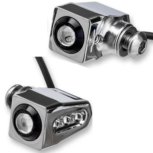 LEDウインカー シングル ラットアイ サイドマウント 赤/クローム