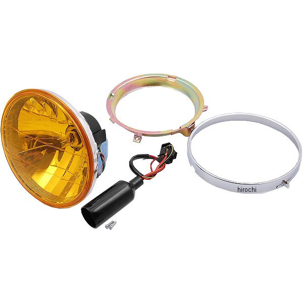 BRIGHTEC マルチリフレクター ヘッドライト ラウンドタイプ H4 180φ インナーリム付き 汎用 黄