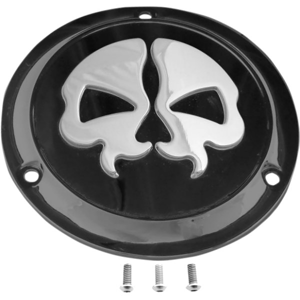 ダービーカバー 70年-98年 BigTwin スピリットスカル 3穴 黒