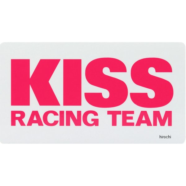 KISS Racing チームステッカー 白ベース/ピンク文字 Mサイズ 100mm×55mm