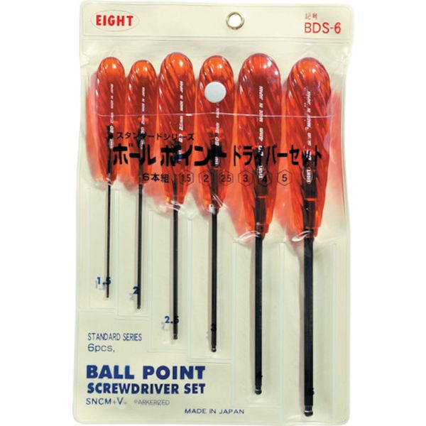 BDS6 811-6210  六角棒ドライバー ボールポイント ポーチ入 6本セット 1.5～5mm