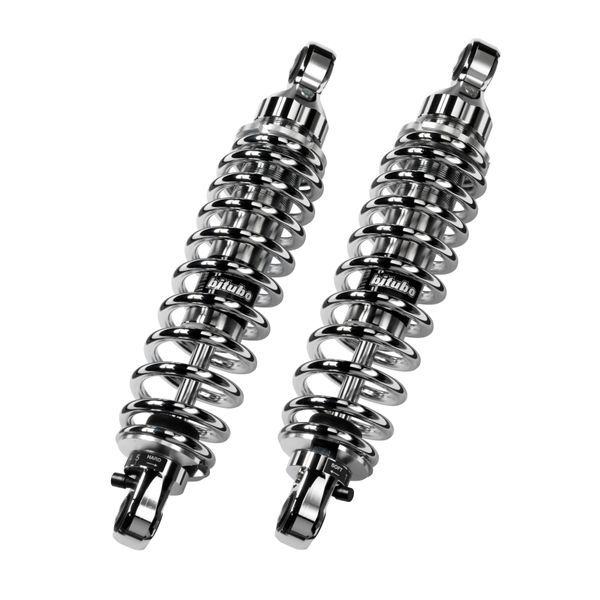 Bitubo WME0 Twinshocks Adjustable: Spring Preload, Rebound, Length 301mm, Chrome Edition