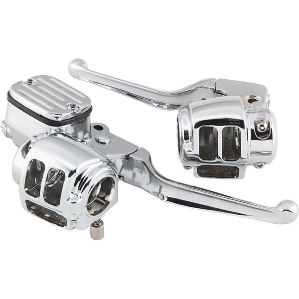 Bikers Choice 96-06 Big Twin 96-03XL With 11/16 Bore Master Cylinder Chrome Handlebar Control Kit