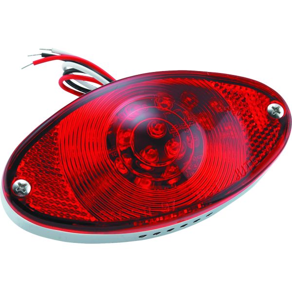 Bikers Choice Chrome LED Cateye Taillight Red Lens DOT Universal