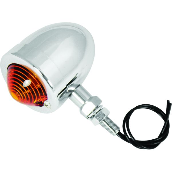 Bikers Choice Chrome Bullet Lite With Amber Lens 2 Inch Diameter Dual Filament Custom Stud Mount
