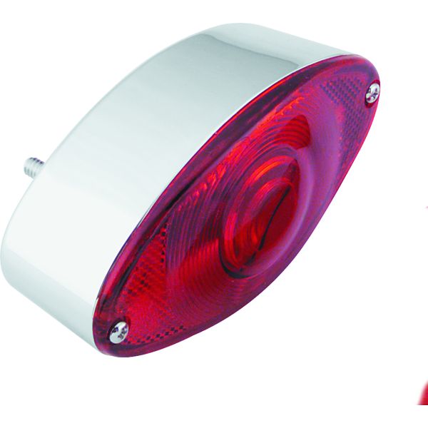 Bikers Choice Chrome Cat Eye Tail Lamp Assembly Red Lens Universal Custom