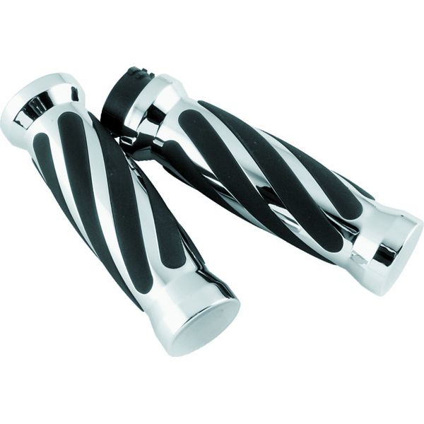 Bikers Choice 81-17 XL & Big Twin Dual Cable Chrome & Black Twisted Grips Pr