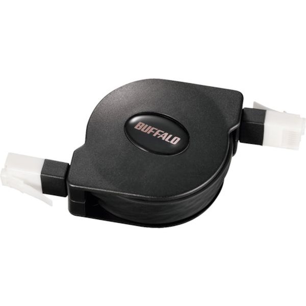 ツメの折れないCat6 LANケーブル 巻取式 1.5m ブラック