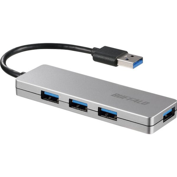 USB3.0 4ポート バスパワーハブ シルバー