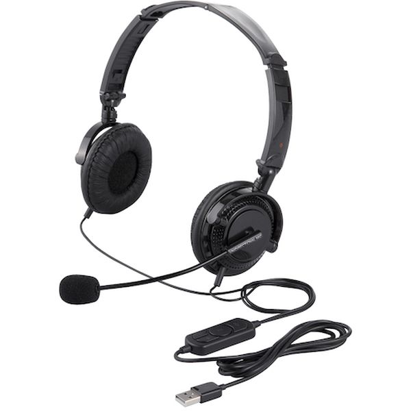 両耳ヘッドバンド式ヘッドセット USB接続/折りたたみタイプ