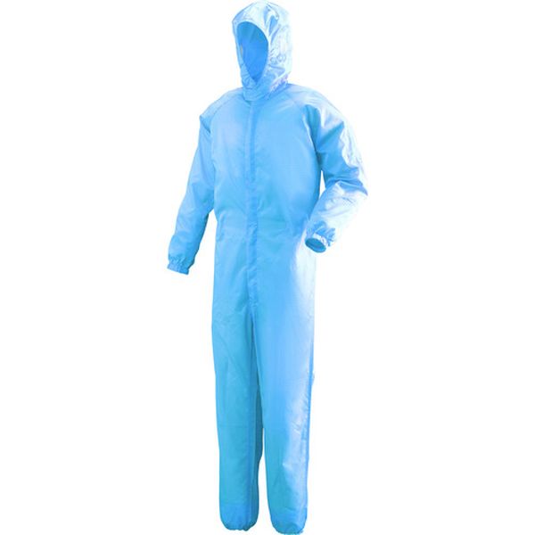 C1351BL 825-8919  フード一体型クリーンウェア ブルー L