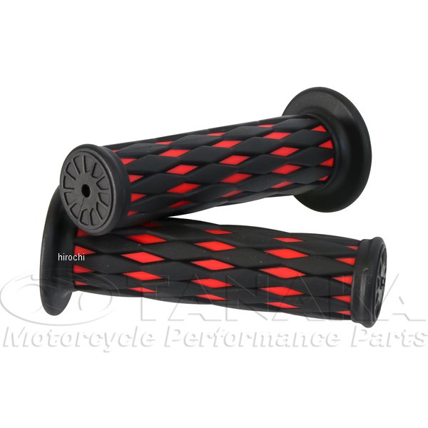 ハンドルグリップ左右セット ツートンカラー 汎用 黒/赤