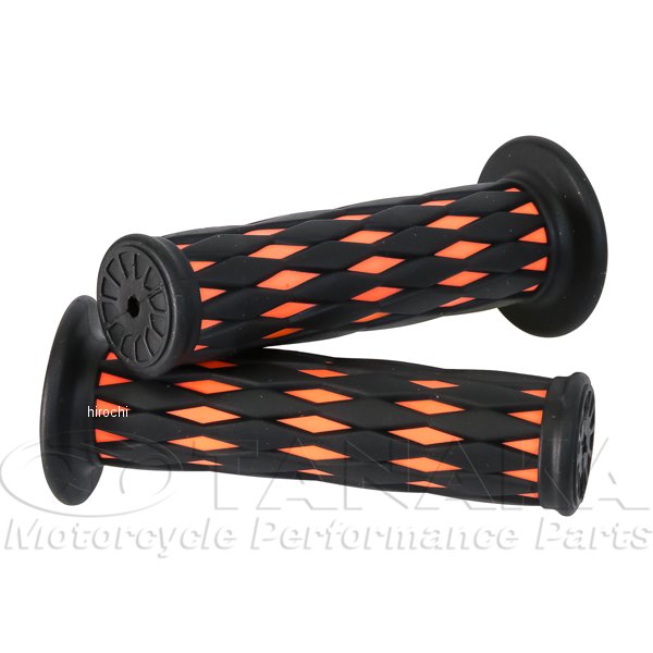 ハンドルグリップ左右セット ツートンカラー 汎用 黒/オレンジ