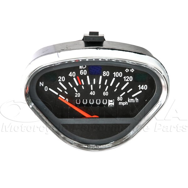 140kmスピードメーター ダックス、シャリー 黒/メッキ