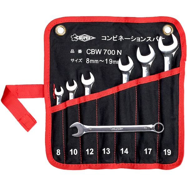 382-2011 コンビネーションスパナセット セット内容：8/10/12/13/14/17/19mm