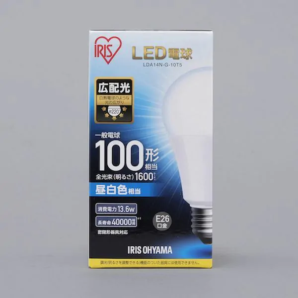 LDA14NG10T5 125-6741 アイリスオーヤマ(株) IRIS LED電球 E26 広配光 100形相当 昼白色 ｜ヒロチー商事