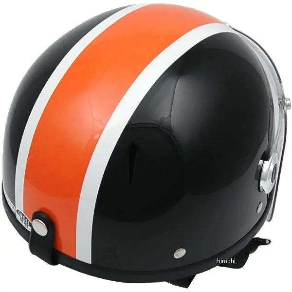 CR-760 リード工業 ヘルメット クロス バブルシールド付 黒/オレンジ フリーサイズ (57cm-60cm) ｜ヒロチー商事