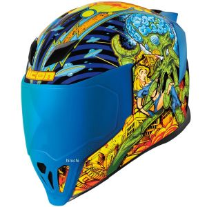 ICON フルフェイスヘルメット 青ミラーシールド