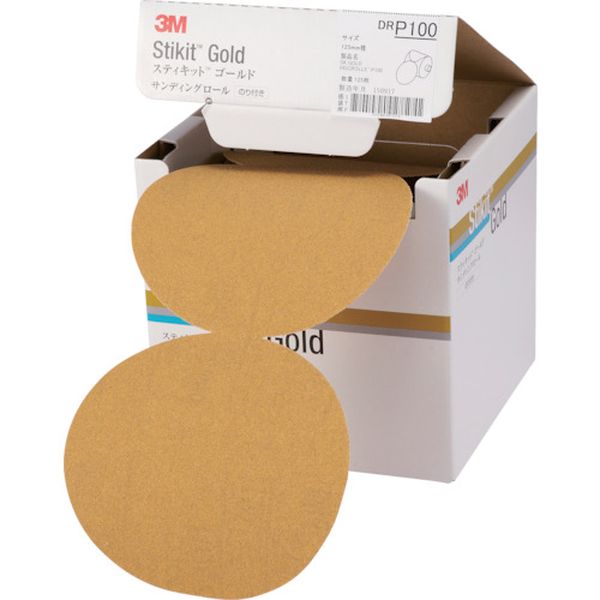 DR100GOL  スティキット ゴールドディスクロール 穴なし ＃100 125mm径