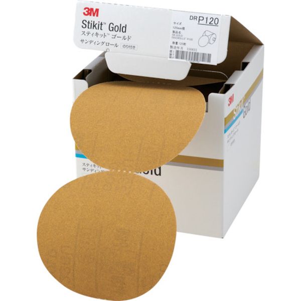 DR120GOL  スティキット ゴールドディスクロール 穴なし ＃120 125mm径