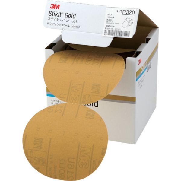 DR320GOL  スティキット ゴールドディスクロール 穴なし ＃320 125mm径