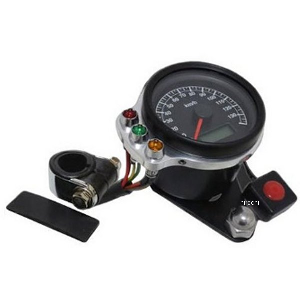 ミニスピードメーター&インジケーターSET(ポリッシュ)ハンドルクランプ ドラッグスター1100 黒