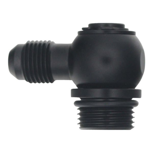 8AN ORB Male to 6AN Male Flare Low Profile 90-Degree Swivel - Anodized Matte Black