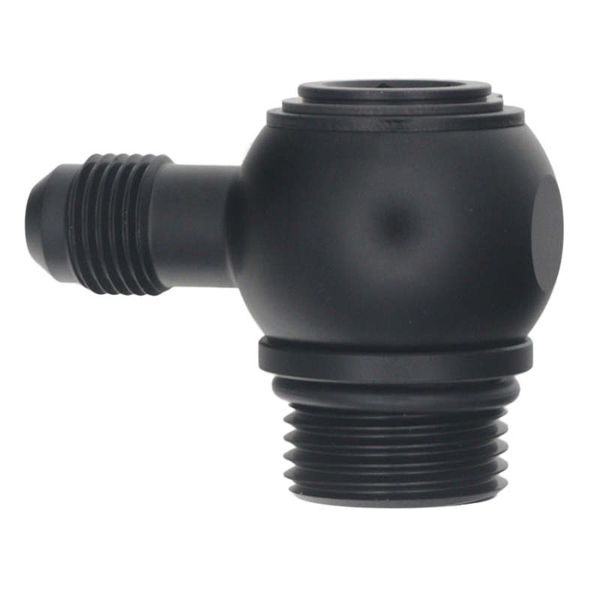 10AN ORB Male to 6AN Male Flare Low Profile 90-Degree Swivel - Anodized Matte Black