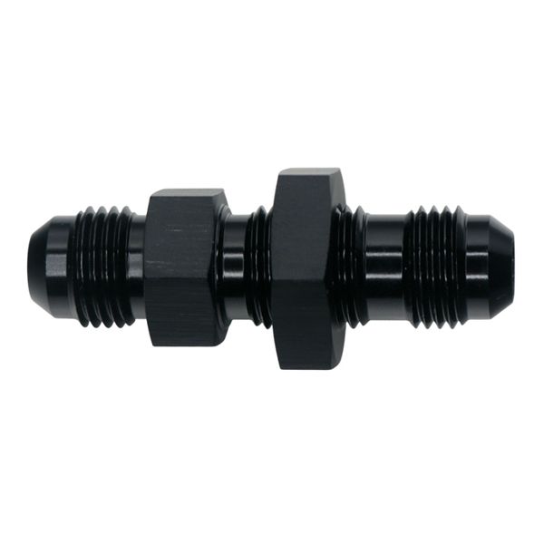 6AN Male Flare to 6AN Male Flare Bulkhead Adapter (Incl Nut) - Anodized Matte Black
