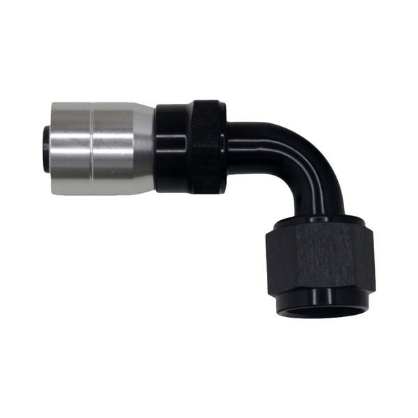 8AN Female Swivel 90-Degree Crimping Style Hose End CPE - Anodized Matte Black