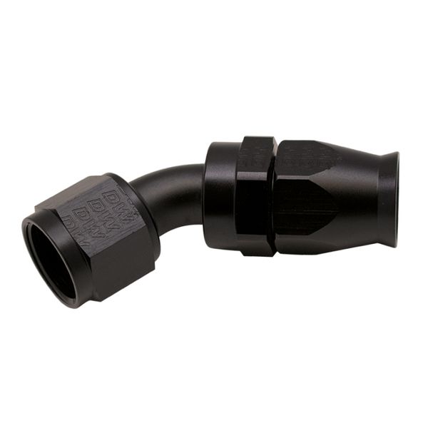 10AN Female Swivel 45-Degree Hose End PTFE (Incl Olive Insert) - Anodized Matte Black