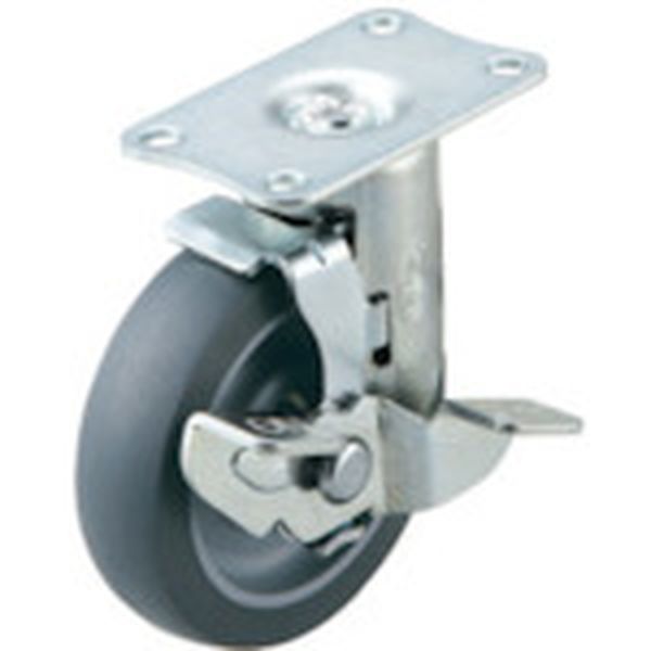 プレート式 自在 キャスター エラストマー 車輪径75mm ストッパー付き EF-DS型 取付寸法56×28