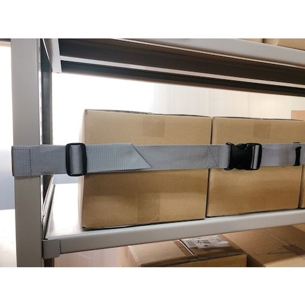 スチールラック用 落下防止ベルト イーガード重量物ラック用1500mm(バックル) 1本入り 強度約100kg