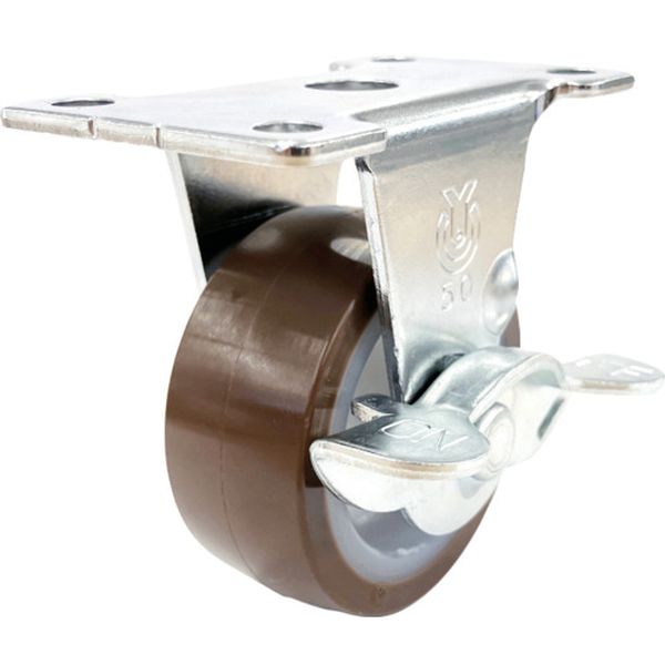 プレート式 固定 キャスター ウレタン 車輪径65mm ストッパー付き Eタイプ ER-S型 取付寸法56×28