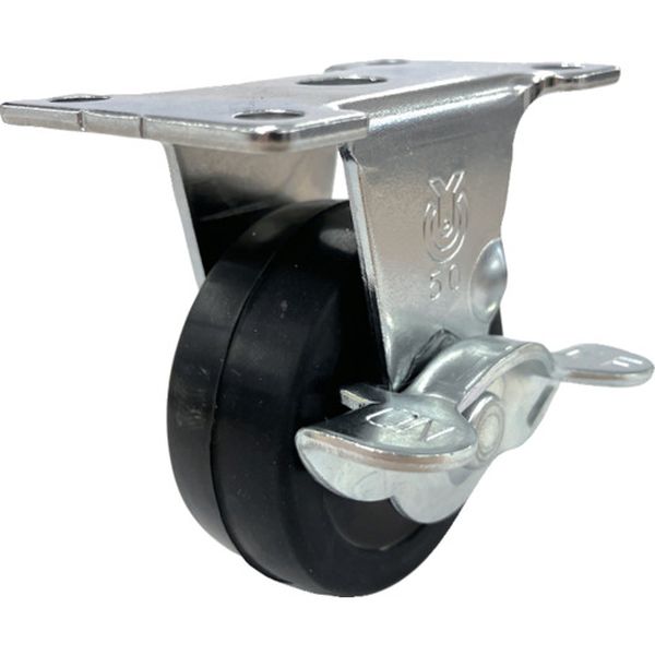 プレート式 固定 キャスター ゴム 車輪径75mm ストッパー付き Eタイプ ER-S型 取付寸法56×28