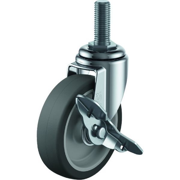 ねじ込み式 自在 キャスター エラストマー 車輪径50mm ストッパー付 ET-S型 ネジ寸法M12×35ピッチ1.75