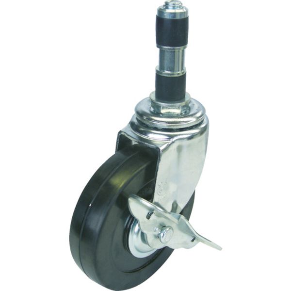 ゴムパイプ１９径差込みキャスターＳ付自在車　　１００径ゴム車輪